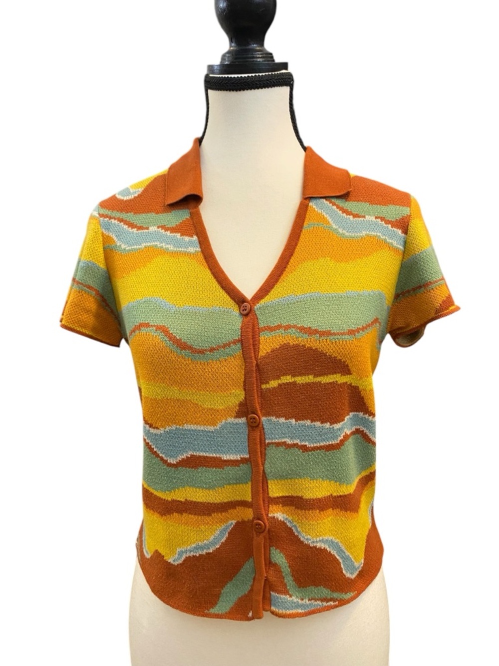 Milk It Short-Sleeve V-Neck 100% Cotton Knit Cardigan Retro Vintage Inspired